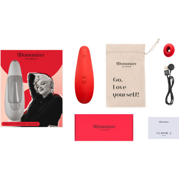 WOMANIZER - MARILYN MONROE CLASSIC 2 ESTIMULADOR DE CLÍTORIS ROJO INTENSO - Imagen 4