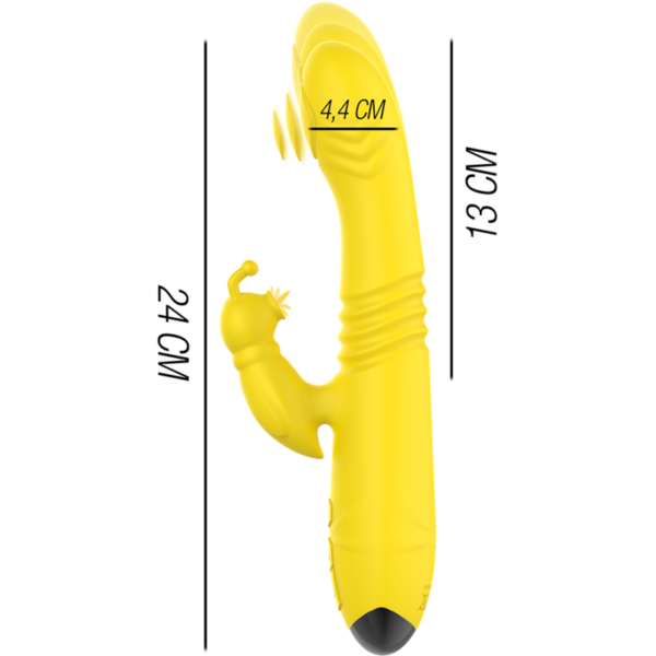 INTENSE - TOKY VIBRADOR MULTIFUNCIÓN RECARGABLE UP  DOWN CON ESTIMULADOR DE CLITORIS AMARILLO - Imagen 3
