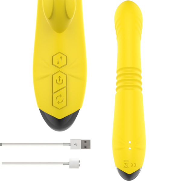 INTENSE - TOKY VIBRADOR MULTIFUNCIÓN RECARGABLE UP  DOWN CON ESTIMULADOR DE CLITORIS AMARILLO - Imagen 4