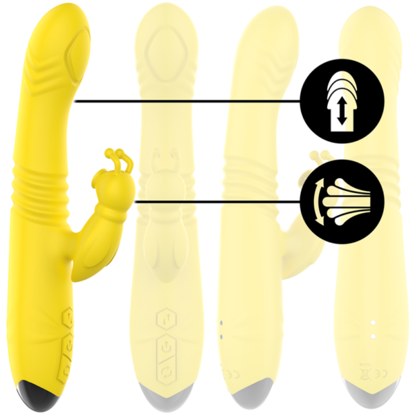 INTENSE - TOKY VIBRADOR MULTIFUNCIÓN RECARGABLE UP  DOWN CON ESTIMULADOR DE CLITORIS AMARILLO - Imagen 2