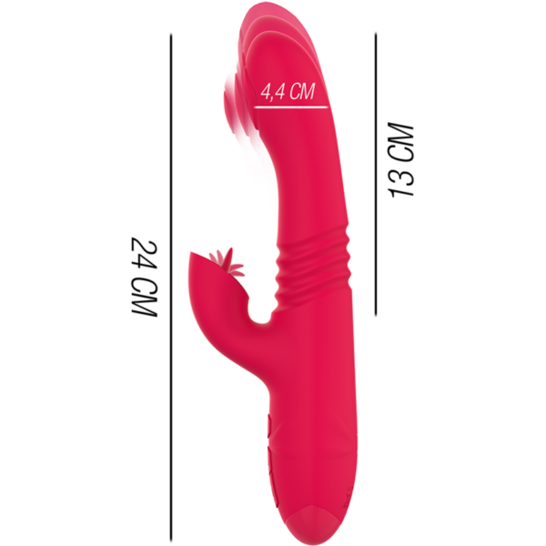 INTENSE - DUA VIBRADOR MULTIFUNCIÓN RECARGABLE UP  DOWN CON LENGUA ROJO - Imagen 3