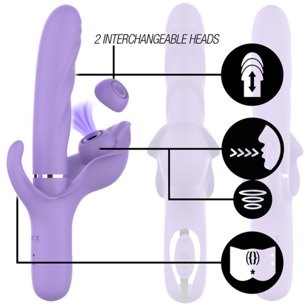 INTENSE - BILLIE VIBRADOR MULTIFUNCIÓN RECARGABLE SUCCIONADOR CON PULSADOR MORADO - Imagen 2
