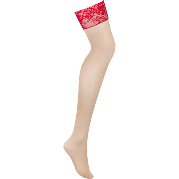 OBSESSIVE - LACELOVE MEDIAS DE ENCAJE ROJO XS/S - Imagen 5