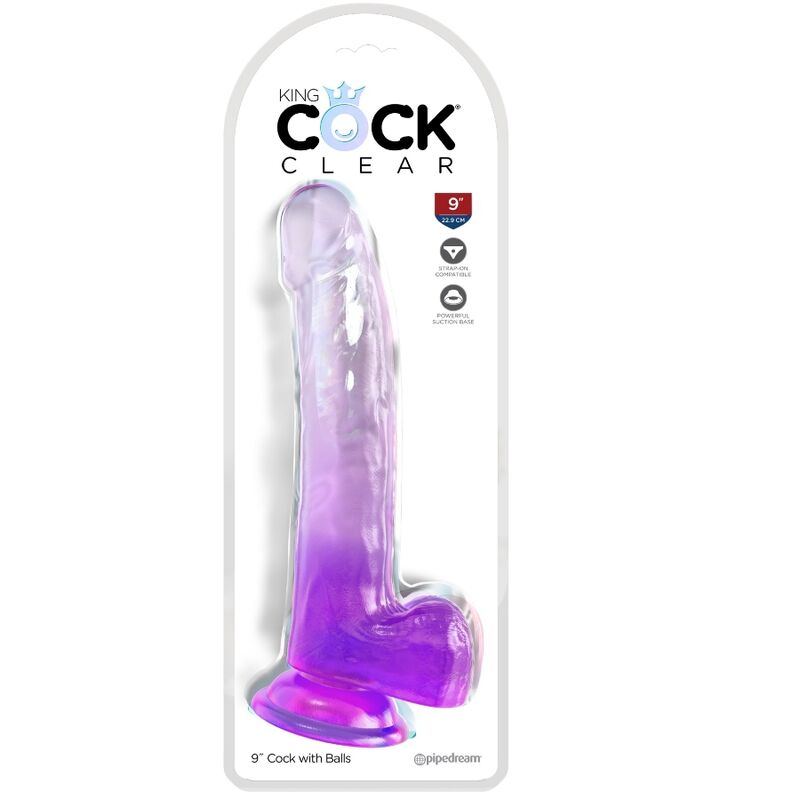 KING COCK CLEAR - DILDO CON TESTICULOS 20.3 CM MORADO - Imagen 2