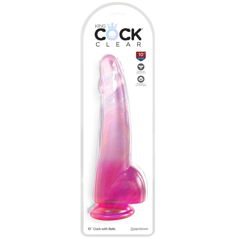 KING COCK CLEAR - DILDO CON TESTICULOS 19 CM ROSA - Imagen 2