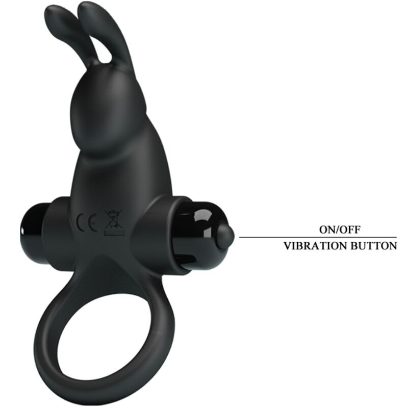 PRETTY LOVE - ANILLO VIBRADOR + ESTIMULADOR RABBIT CLÍTORIS 10 VIBRACIONES NEGRO - Imagen 4