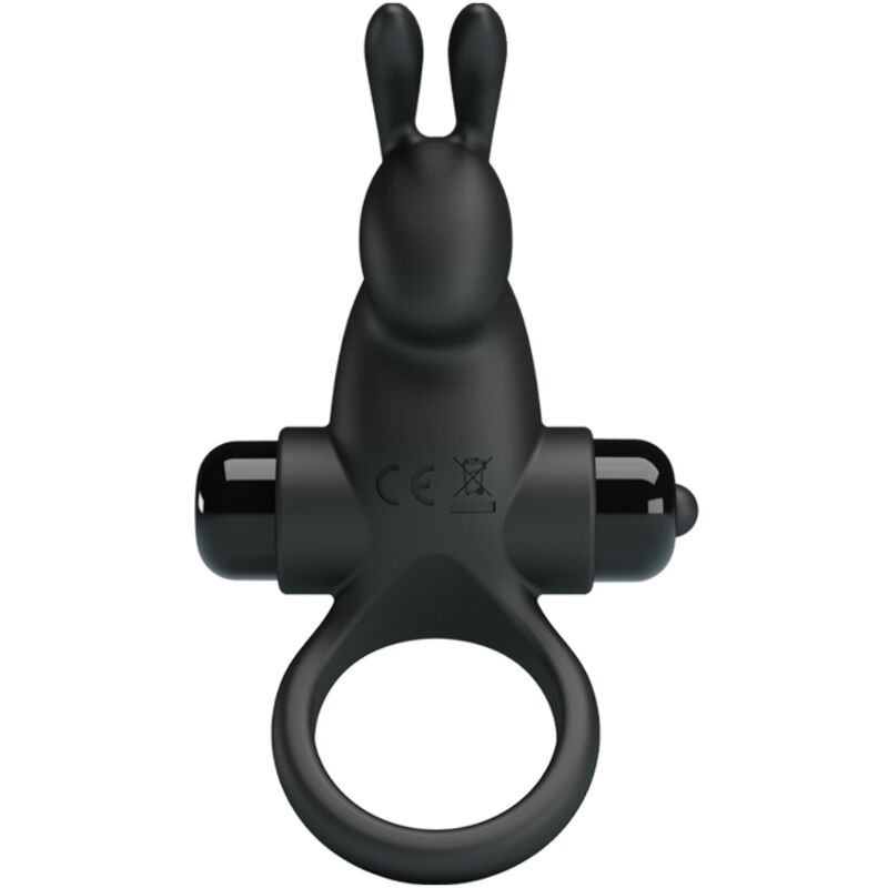 PRETTY LOVE - ANILLO VIBRADOR + ESTIMULADOR RABBIT CLÍTORIS 10 VIBRACIONES NEGRO - Imagen 2