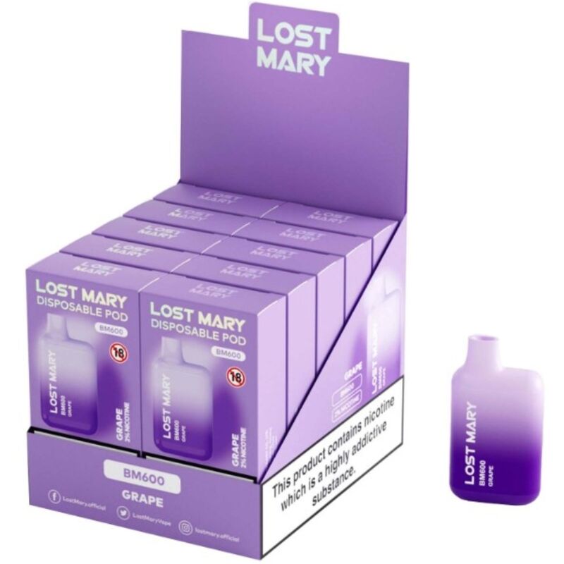 LOST MARY - BM600 VAPER NICOTINA 2% DESECHABLE SABOR UVA - Imagen 2