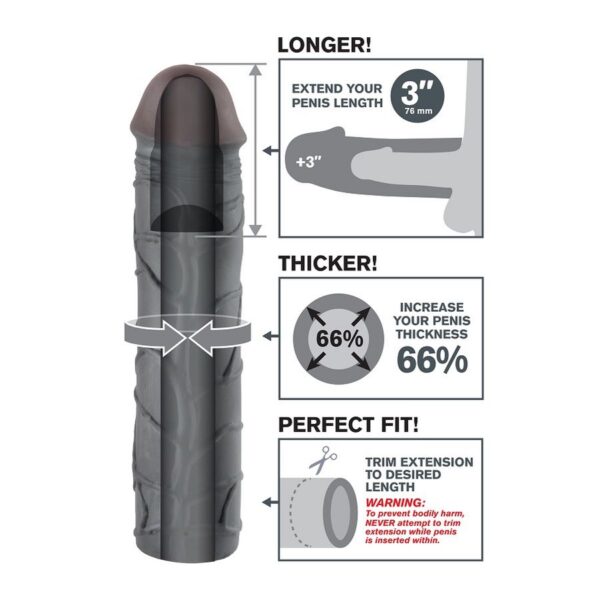 MEGA 3 EXTENSIÓN NEGRO PARA EL PENE - Imagen 3