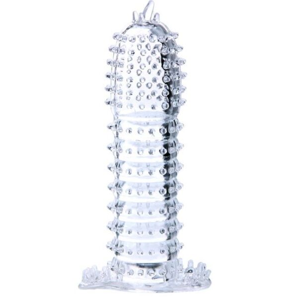 FUNDA PARA PENE CON PUNTOS ESTIMULANTES TRANSPARENTE 14 CM