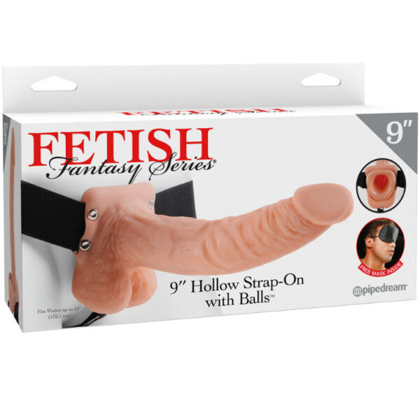 FETISH FANTASY SERIES 9" HOLLOW STRAP-ON WITH BALLS 22.9CM NATURAL - Imagen 3