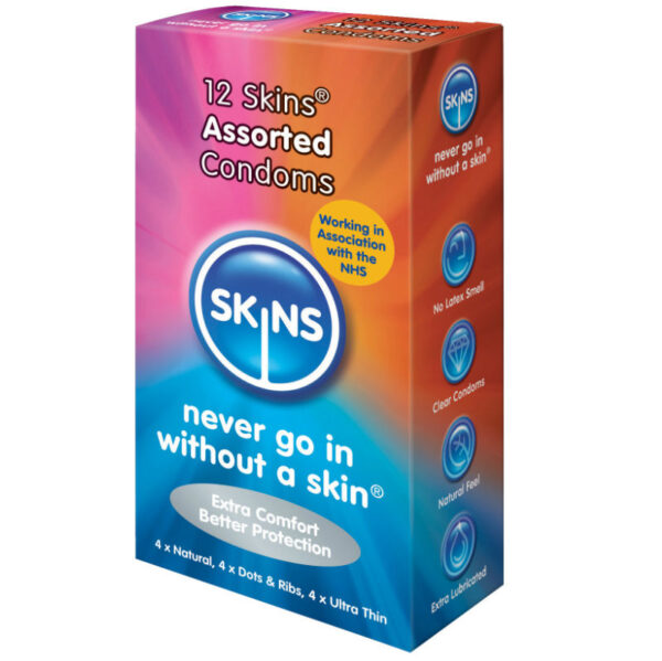 SKINS PRESERVATIVOS NATURAL + FINO + PUNTOS  ESTRIAS 12 UDS