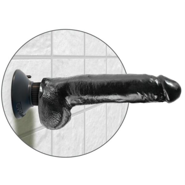 DILDO VIBRADOR KING COCK CON TESTICULOS 23 CM NEGRO - Imagen 4
