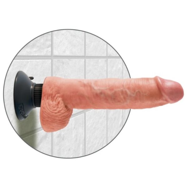 DILDO VIBRADOR KING COCK CON TESTICULOS 25.5 CM COLOR CARNE - Imagen 4