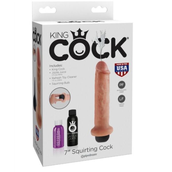 DILDO SQUIRTING 17.8 CM KING COCK NATURAL - Imagen 2