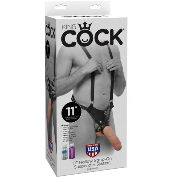 STRAP-ON CON DILDO HUECO 28 CM Y TIRANTES COLOR CARNE - Imagen 2