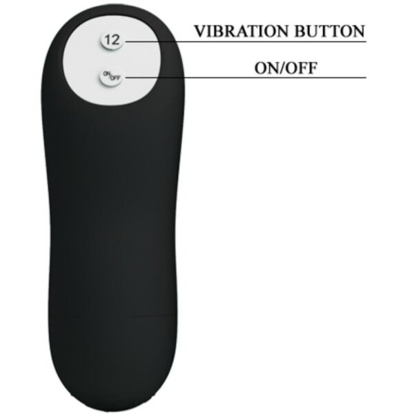 PRETTY LOVE PLUG ANAL SILICONA FORMA PENE Y 12 MODOS VIBRACION - NEGRO - Imagen 5