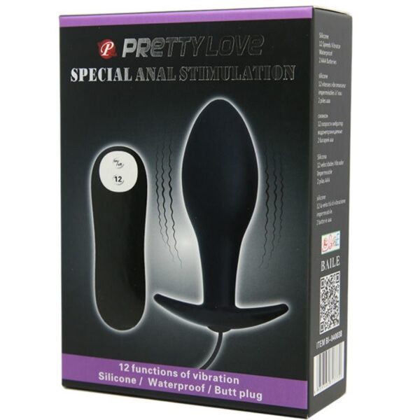 PRETTY LOVE PLUG ANAL SILICONA FORMA ANCLA 12 MODOS VIBRACION NEGRO - Imagen 3
