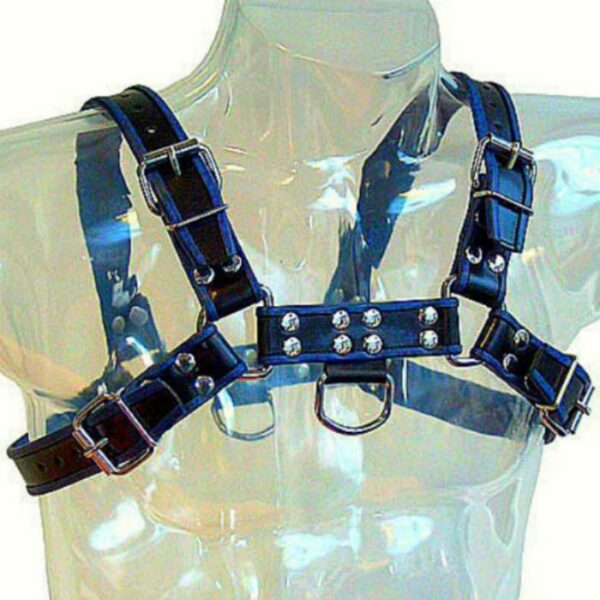 LEATHER BODY ARNES CUERO AZUL Y NEGRO CHEST BULLDOG - Imagen 2