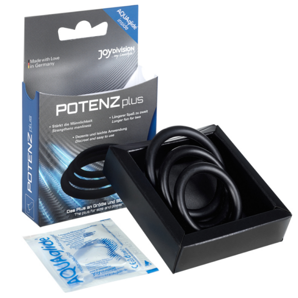 POTENZ PLUS PACK 3 ANILLOS PARA PENE NEGRO - S, M, L - Imagen 2
