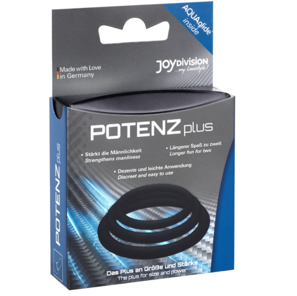 POTENZ PLUS PACK 3 ANILLOS PARA PENE NEGRO - S, M, L - Imagen 3
