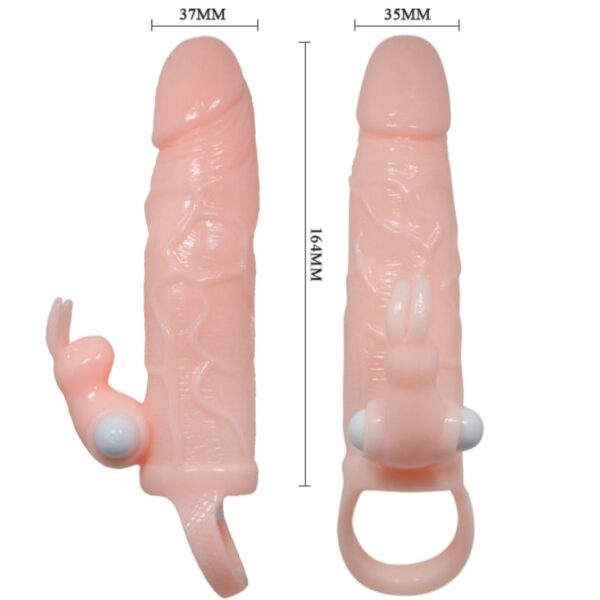 BRAVE MAN FUNDA PENE CON RABBIT VIBRADOR 16.5 CM NATURAL - Imagen 4