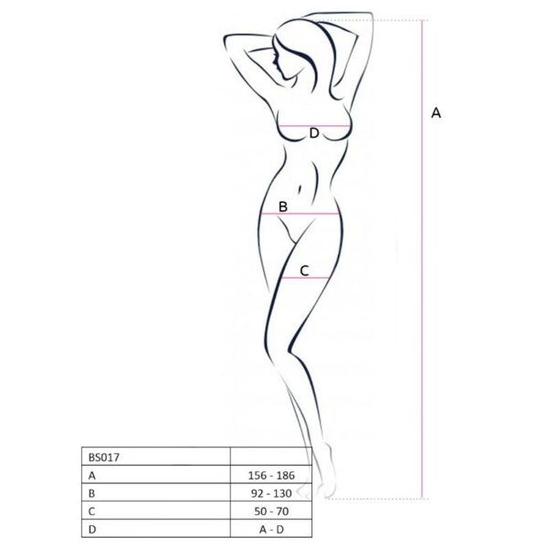 PASSION WOMAN BS017 BODYSTOCKING BLANCO TALLA UNICA - Imagen 2