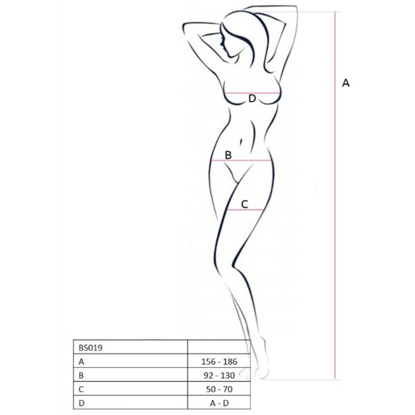 PASSION WOMAN BS019 BODYSTOCKING BLANCO TALLA UNICA - Imagen 2