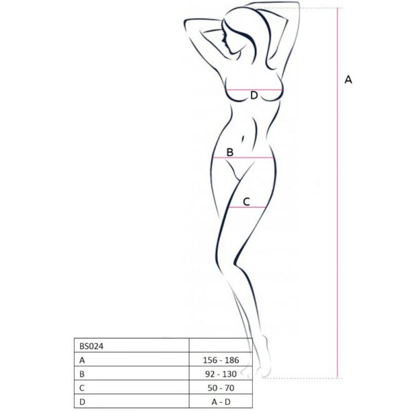 PASSION WOMAN BS024 BODYSTOCKING BLANCO TALLA UNICA - Imagen 2