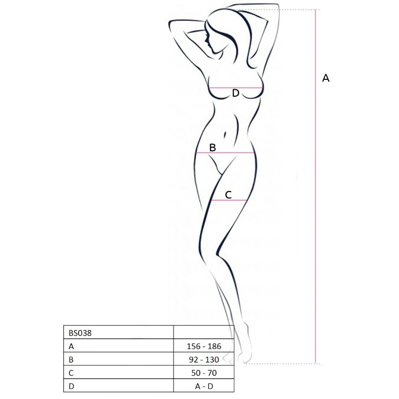 PASSION WOMAN BS038 BODYSTOCKING BLANCO TALLA UNICA - Imagen 2