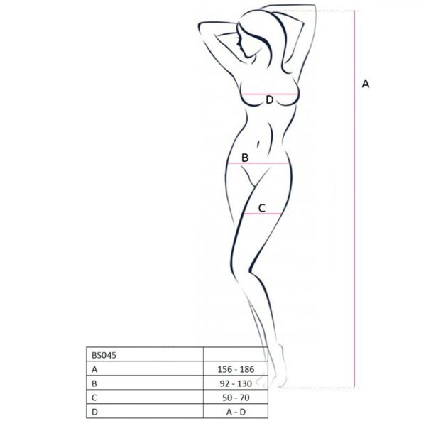 PASSION WOMAN BS045 BODYSTOCKING BLANCO TALLA UNICA - Imagen 2