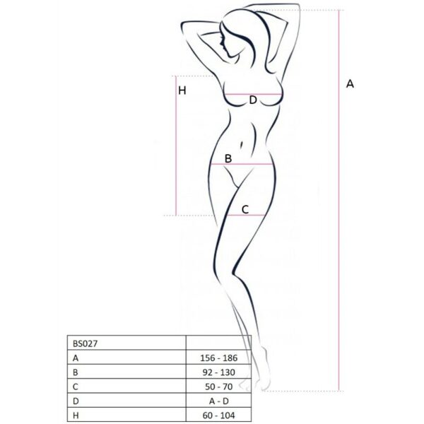 PASSION WOMAN BS027 BODYSTOCKING ESTILO VESTIDO NEGRO TALLA UNICA - Imagen 3