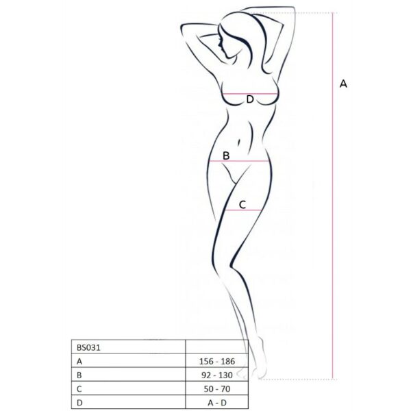 PASSION WOMAN BS031 BODYSTOCKING NEGRO TALLA UNICA - Imagen 3