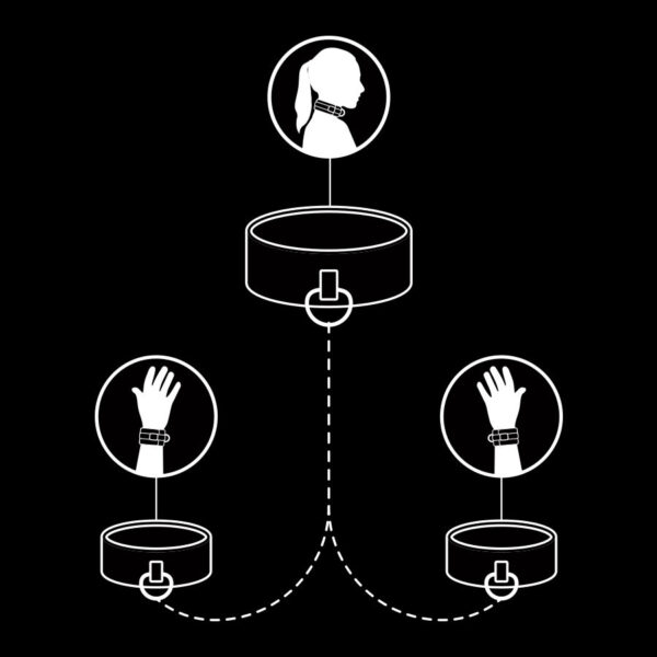 FETISH SUBMISSIVE COLLAR Y ESPOSAS CUERO VEGANO CON FORRO DE NOPRENO - Imagen 3