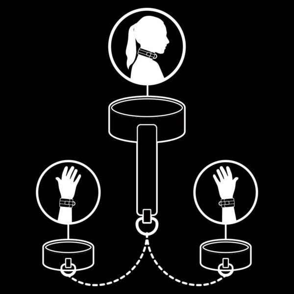 FETISH SUBMISSIVE COLLAR Y ESPOSAS CUERO VEGANO CON FORRO DE NOPRENO - Imagen 3