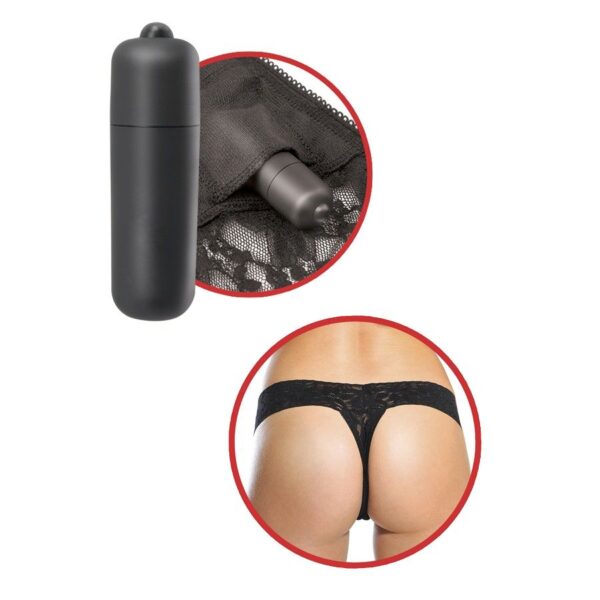 FETISH FANTASY TANGA DE ENCAJE NEGRO CON VIBRADOR - Imagen 3