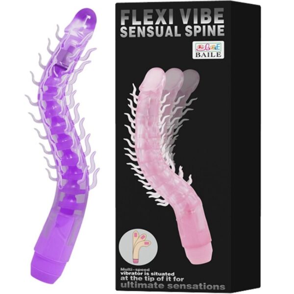 FLEXI VIBE SENSUAL SPINE BENDABLE VIBRATING DILDO LILA 23.5 CM - Imagen 3
