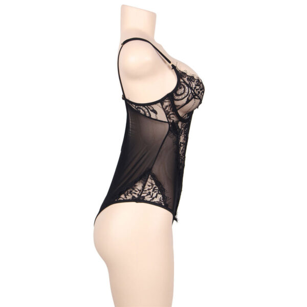 SUBBLIME QUEEN PLUS TEDDY DISEÑO FLORAL Y FLEQUITOS NEGRO - Imagen 2