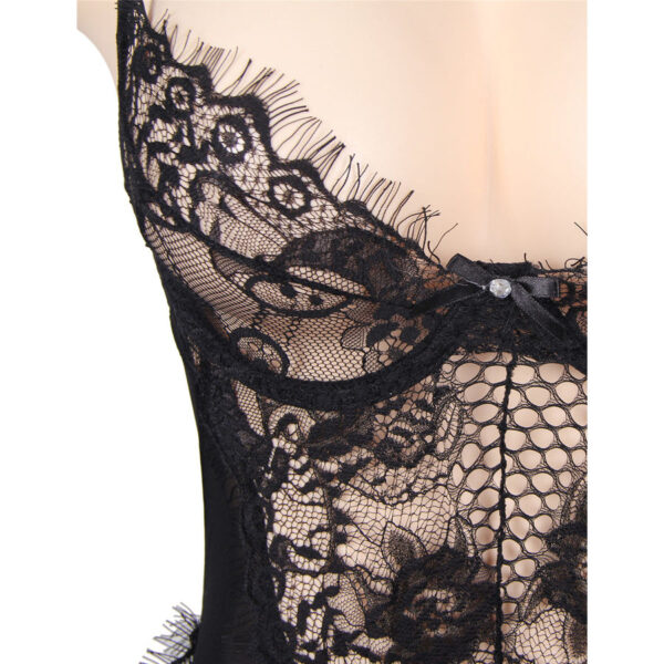 SUBBLIME QUEEN PLUS TEDDY DISEÑO FLORAL Y FLEQUITOS NEGRO - Imagen 4