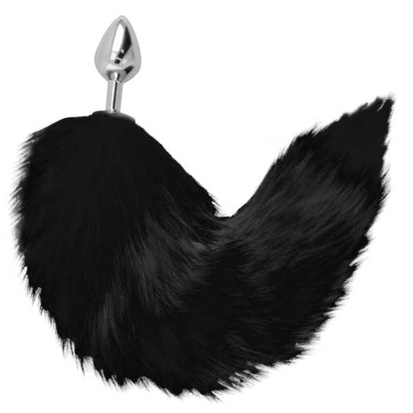 DARKNESS PLUG ANAL SILVER 8CM CON COLA NEGRO - Imagen 2
