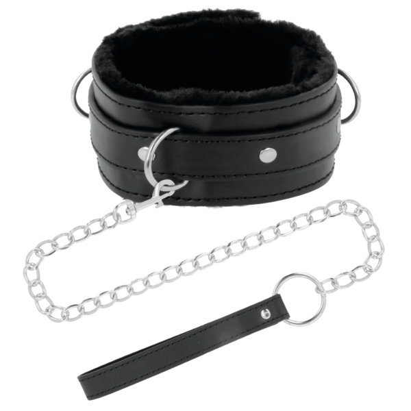 DARKNESS COLLAR CONFORTABLE DE POSTURA CON CADENA LEATHER - Imagen 2