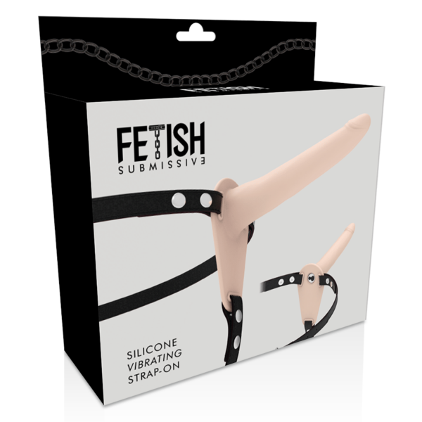 FETISH SUBMISSIVE ARNÉS VIBRADOR SILICONA FLESH 15CM - Imagen 4