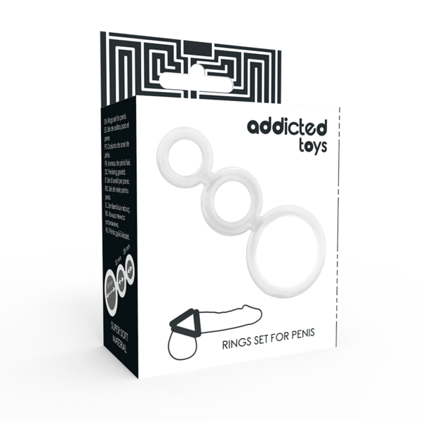 ADDICTED TOYS SET  ANILLOS PENE Y TESTICULOS CLEAR - Imagen 4