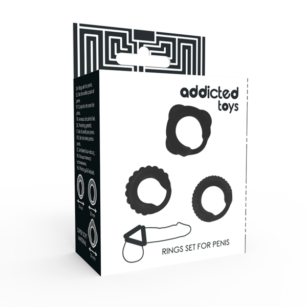 ADDICTED TOYS  SET 3 ANILLOS PENE NEGRO - Imagen 4