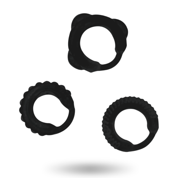 ADDICTED TOYS  SET 3 ANILLOS PENE NEGRO - Imagen 2
