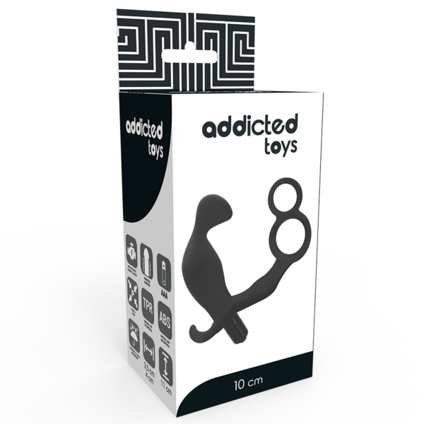 ADDICTED TOYS PLUG ANAL CON ANILLA DOBLE PENE Y TESTICULOS NEGRO - Imagen 4