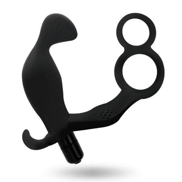 ADDICTED TOYS PLUG ANAL CON ANILLA DOBLE PENE Y TESTICULOS NEGRO - Imagen 2