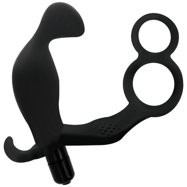 ADDICTED TOYS PLUG ANAL CON ANILLA DOBLE PENE Y TESTICULOS NEGRO - Imagen 3