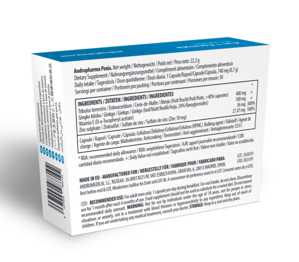 ANDROPHARMA PENIS SUPLEMENTO ALARGAMIENTO PENE - Imagen 2