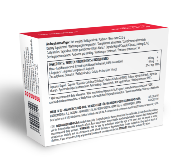 ANDROPHARMA VIGOR SUPLEMENTO POTENCIADOR LÍBIDO - Imagen 2